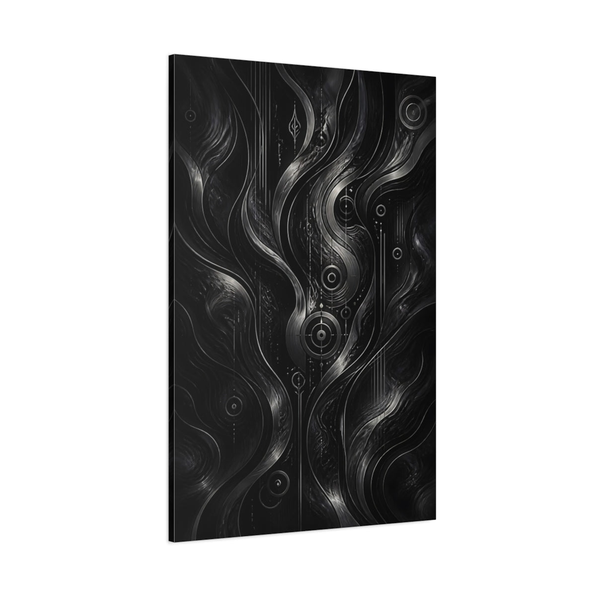 Abstract Flow Monochrome Canvas Wall Art Print – Living Room Decor, Above Fireplace - YesArtYes
