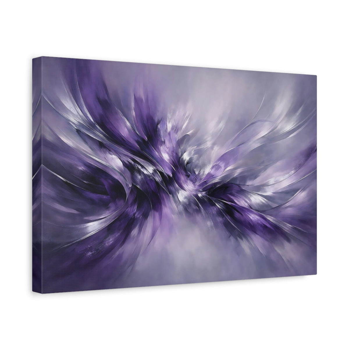 Side Mockup 4. Abstract Abstract Flow Purple Abstract shown as stretched canvas wall art