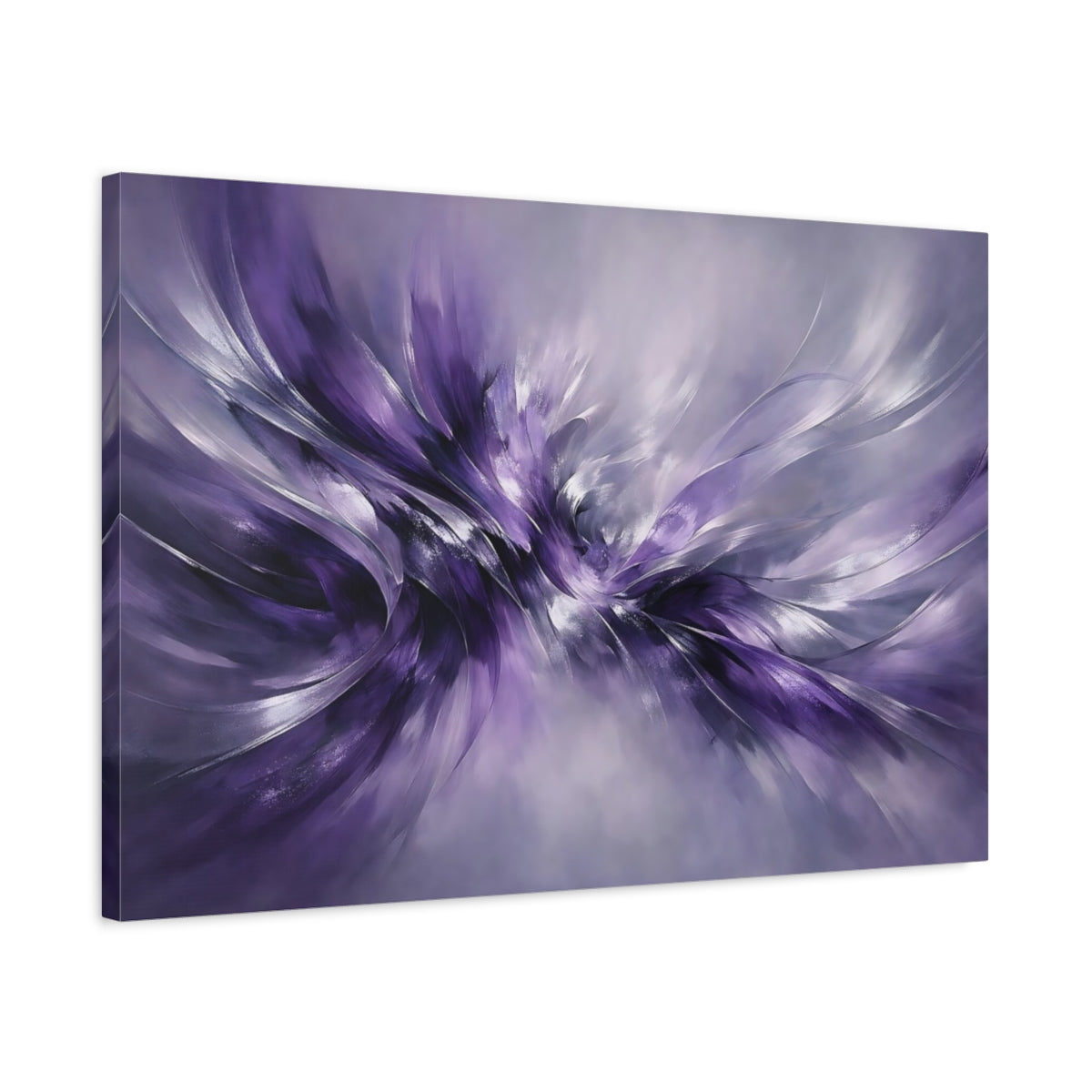 Side Mockup 2. Abstract Abstract Flow Purple Abstract shown as stretched canvas wall art