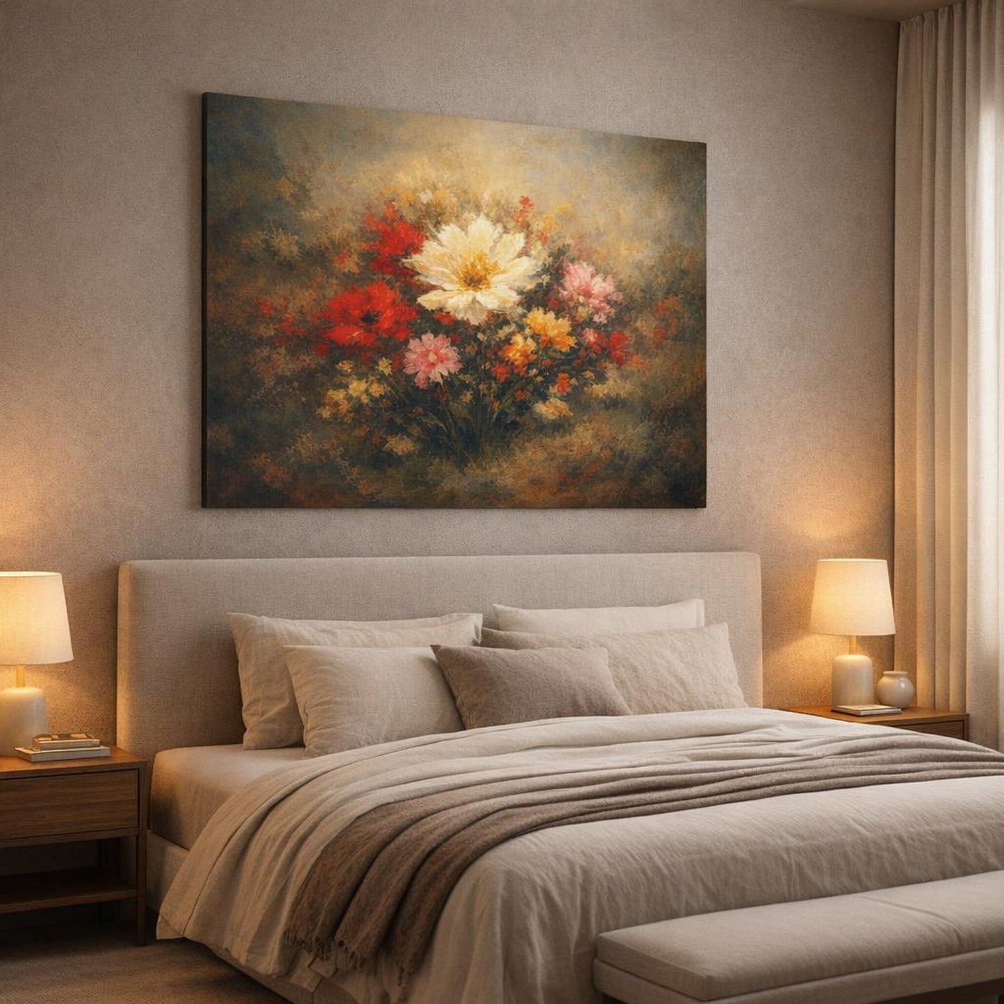 Abstract Flowers Floral Bouquet - Canvas Wall Art Print - YesArtYes