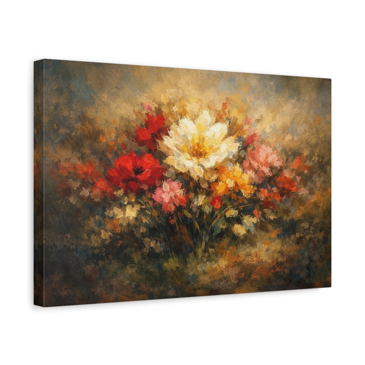 Abstract Flowers Floral Bouquet - Canvas Wall Art Print - YesArtYes