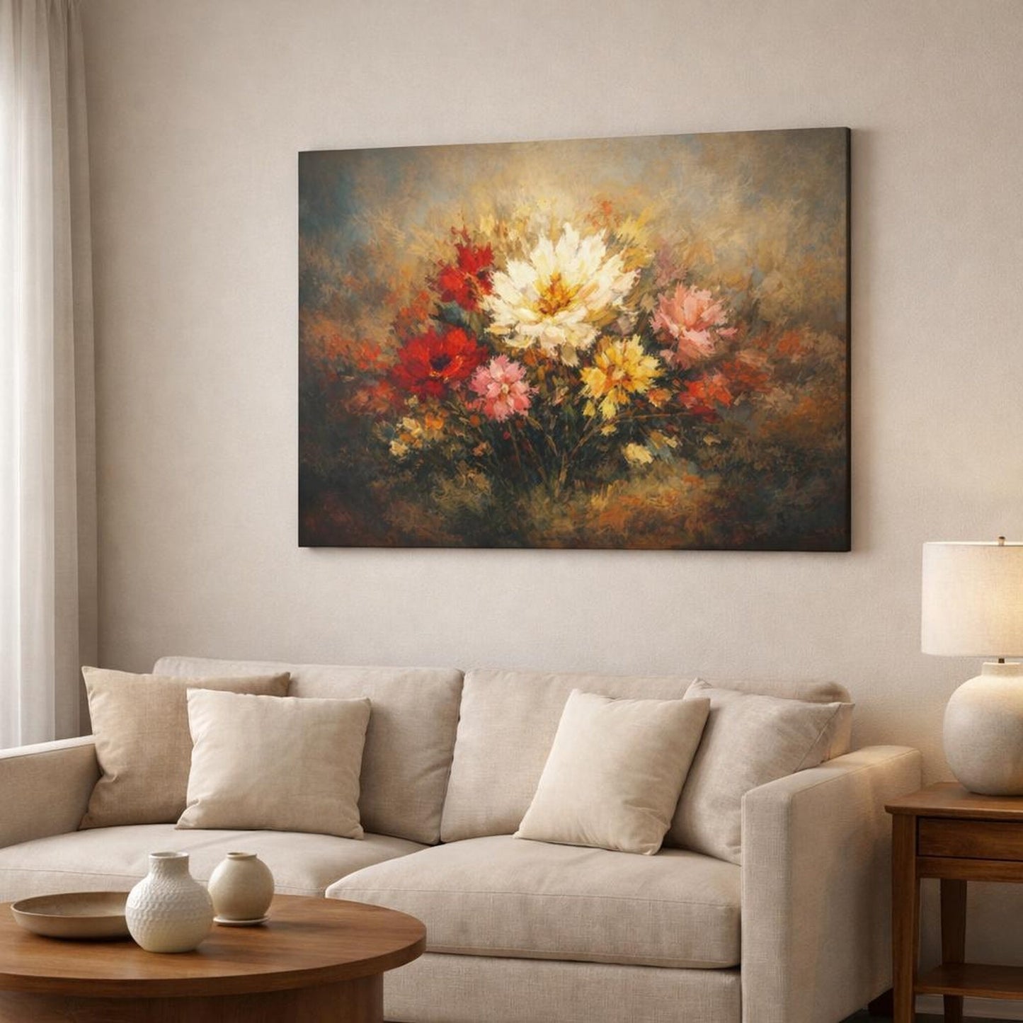 Abstract Flowers Floral Bouquet - Canvas Wall Art Print - YesArtYes