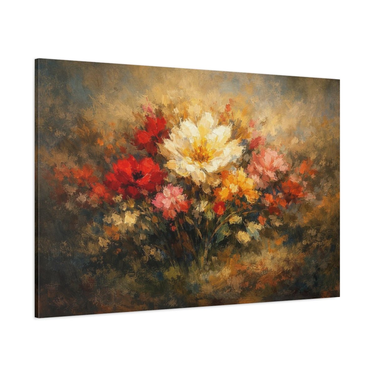 Abstract Flowers Floral Bouquet - Canvas Wall Art Print - YesArtYes