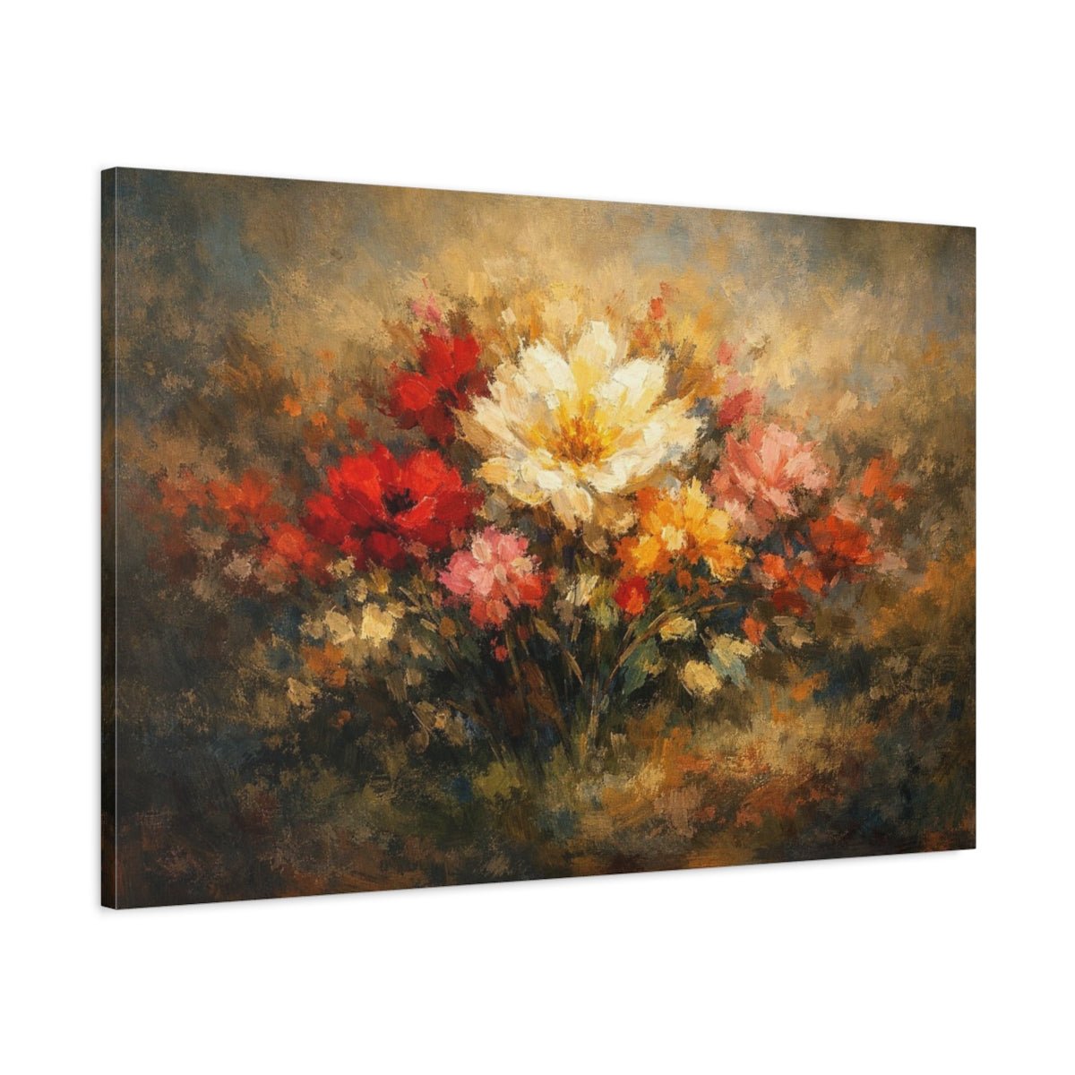 Abstract Flowers Floral Bouquet - Canvas Wall Art Print - YesArtYes