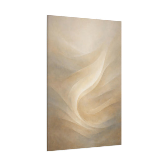 Main Mockup. Abstract Flowing Form Cream And Tan shown as stretched canvas wall art