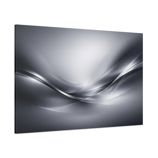 Main Mockup. Abstract Flowing Waves Silver Gray Waves shown as stretched canvas wall art