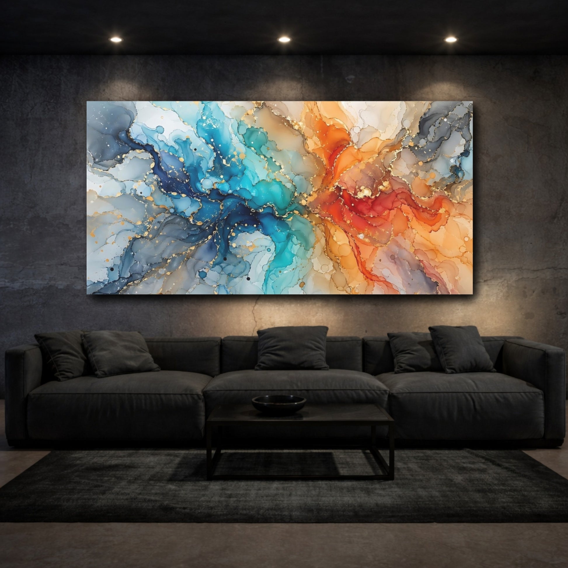 Mockup 2. Abstract Fluid Art Colorful Abstract shown as stretched canvas wall art