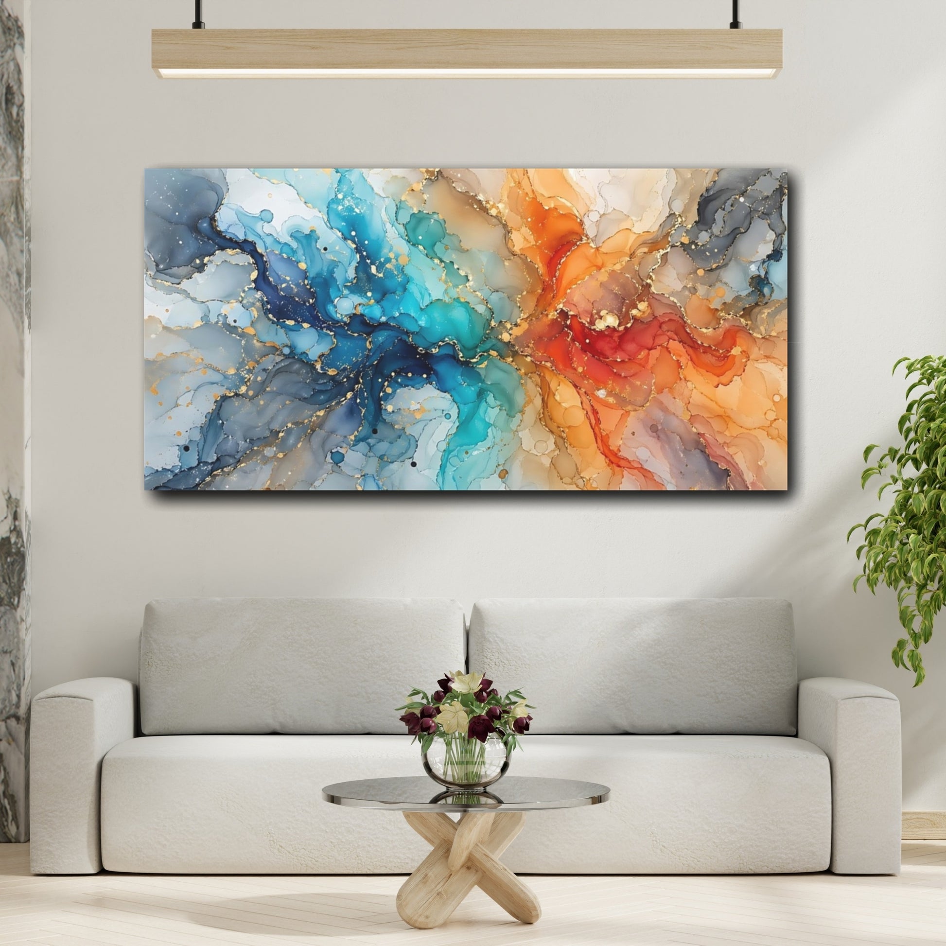 Mockup 3. Abstract Fluid Art Colorful Abstract shown as stretched canvas wall art