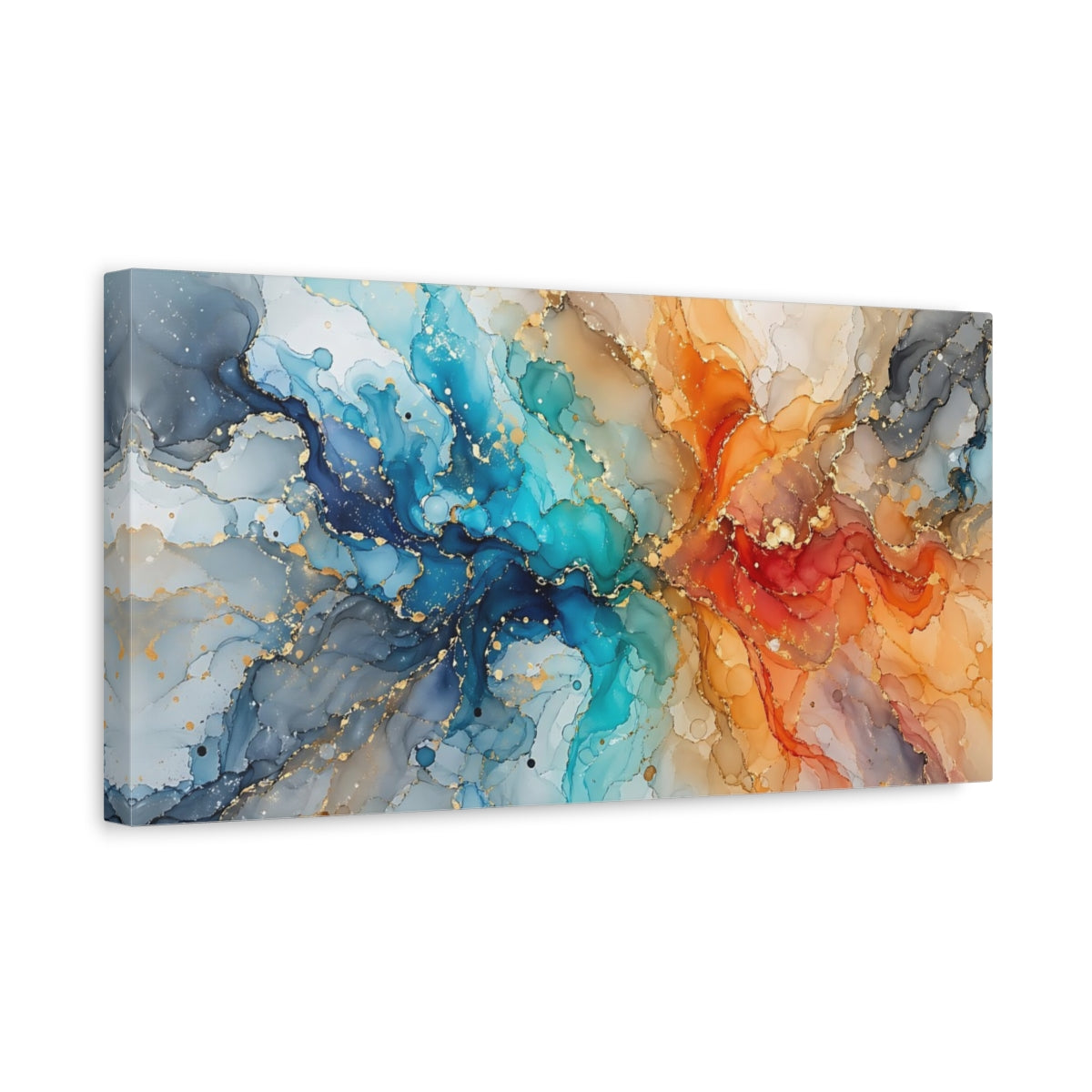 Side Mockup 3. Abstract Fluid Art Colorful Abstract shown as stretched canvas wall art