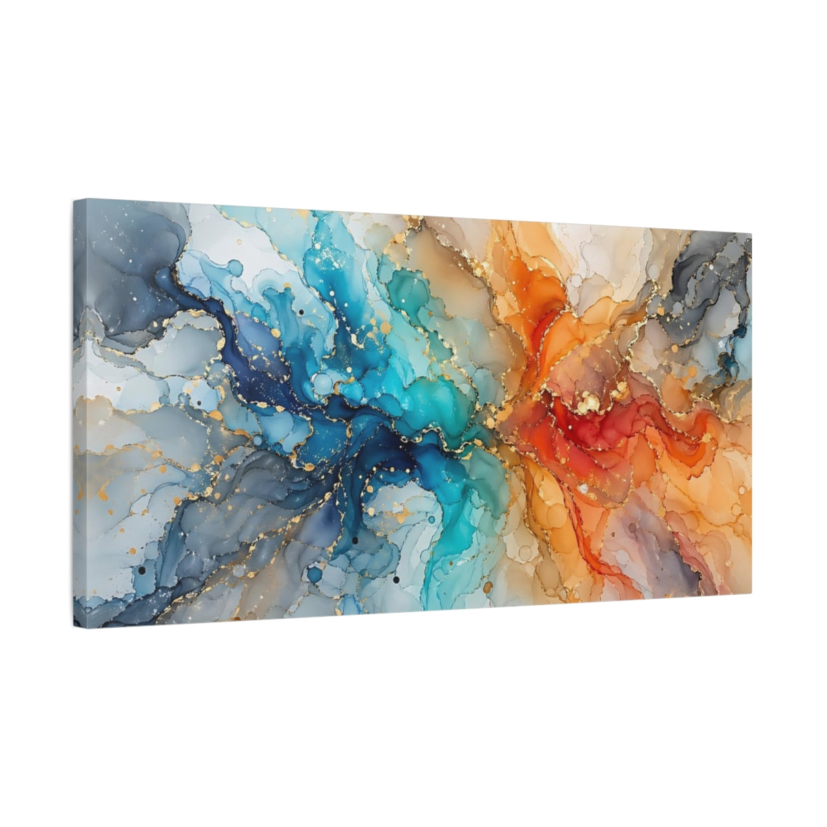 Side Mockup 1. Abstract Fluid Art Colorful Abstract shown as stretched canvas wall art