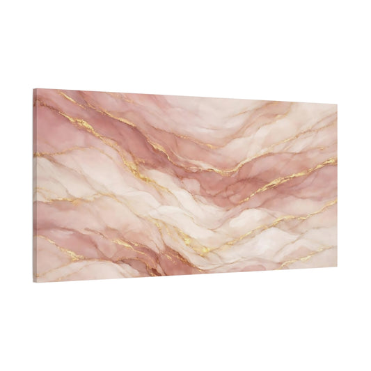 Main Mockup. Abstract Fluid Art Pink And Gold shown as stretched canvas wall art