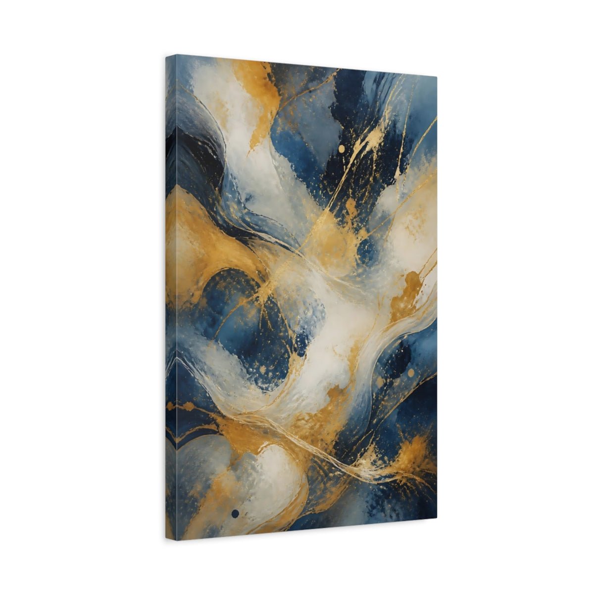 Abstract Fluid Blue And Gold Canvas Print – Decor for Living Room, Above Sofa - YesArtYes