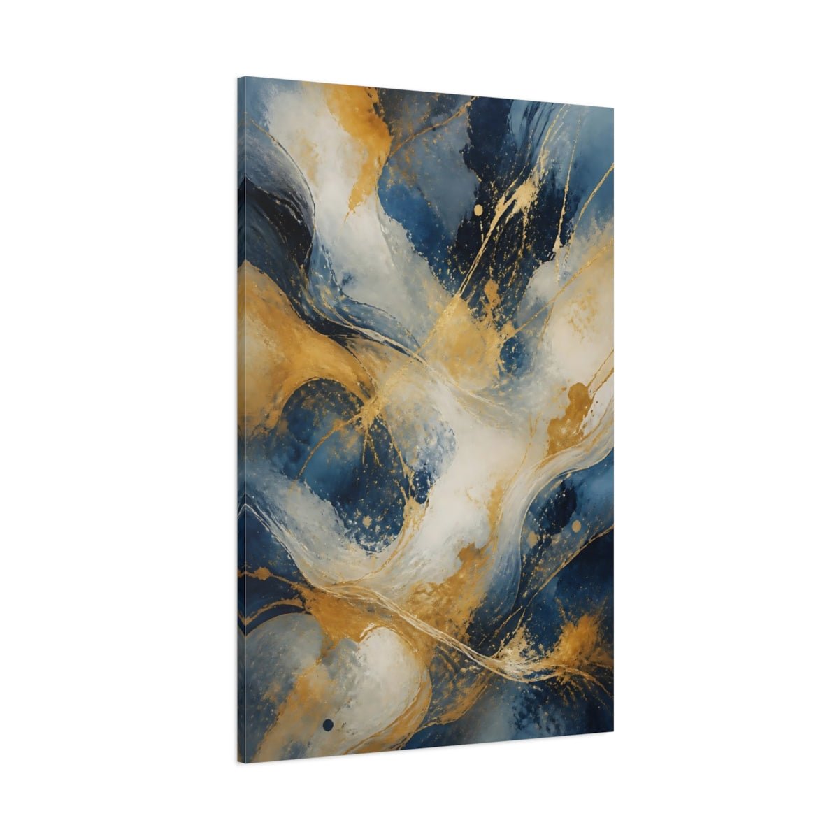 Abstract Fluid Blue And Gold Canvas Print – Decor for Living Room, Above Sofa - YesArtYes