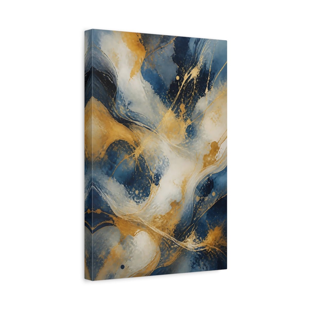 Abstract Fluid Blue And Gold Canvas Print – Decor for Living Room, Above Sofa - YesArtYes