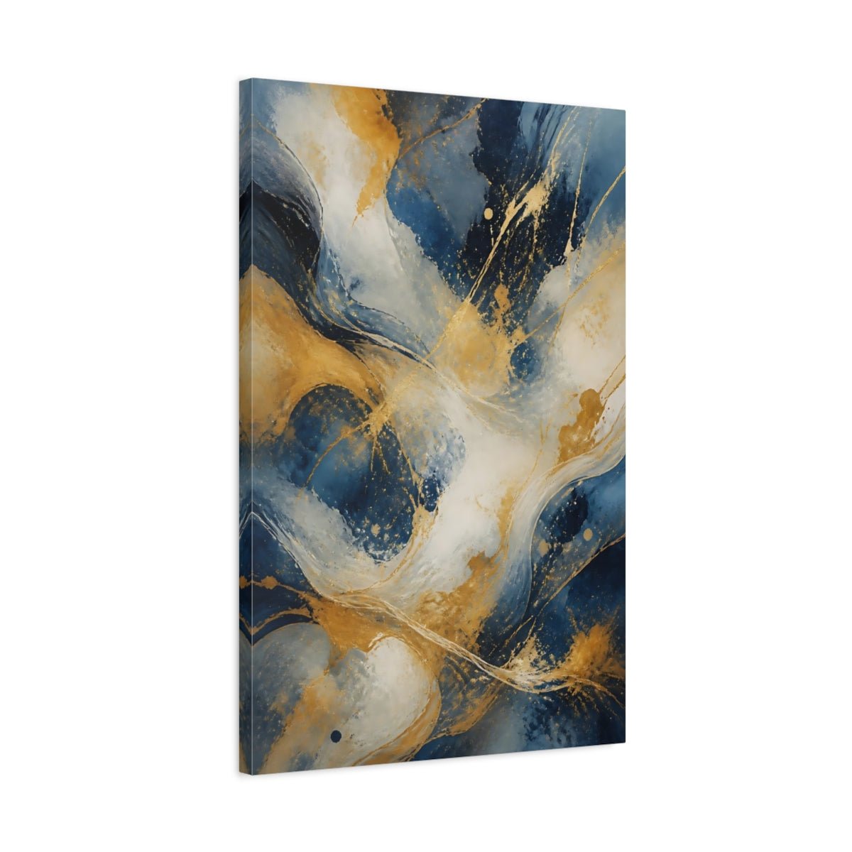 Abstract Fluid Blue And Gold Canvas Print – Decor for Living Room, Above Sofa - YesArtYes