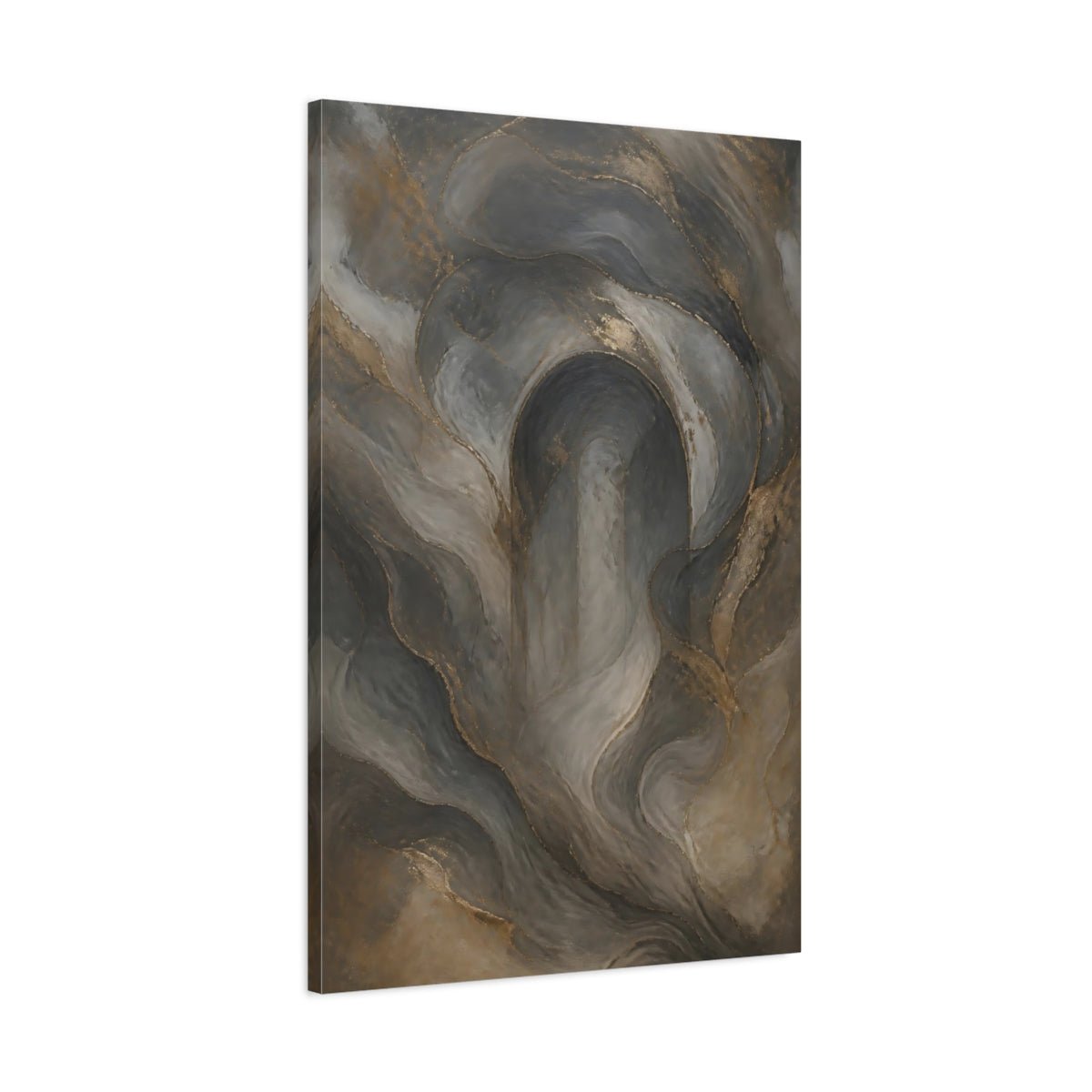 Abstract Fluid Forms Gray And Gold Canvas Print – modern Decor for Living Room, Above Couch - YesArtYes