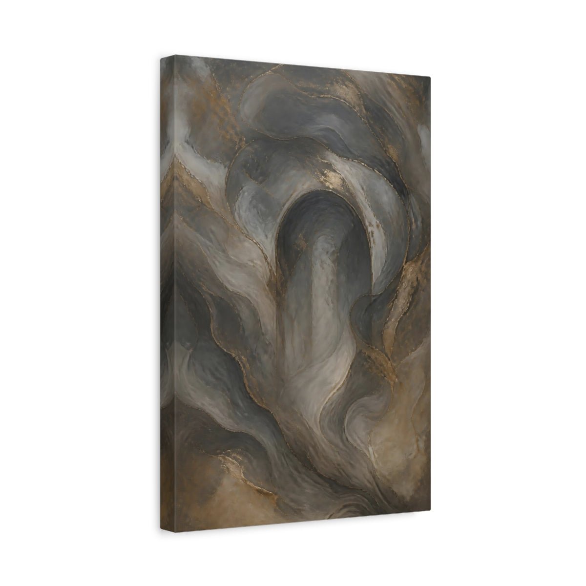Abstract Fluid Forms Gray And Gold Canvas Print – modern Decor for Living Room, Above Couch - YesArtYes