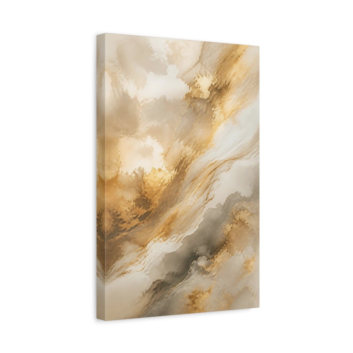 Abstract Fluid Gold And Grey Canvas Print – Living Room, Above Couch, - YesArtYes
