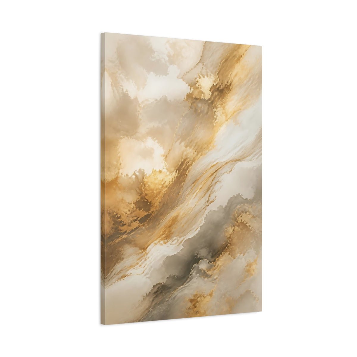 Abstract Fluid Gold And Grey Canvas Print – Living Room, Above Couch, - YesArtYes