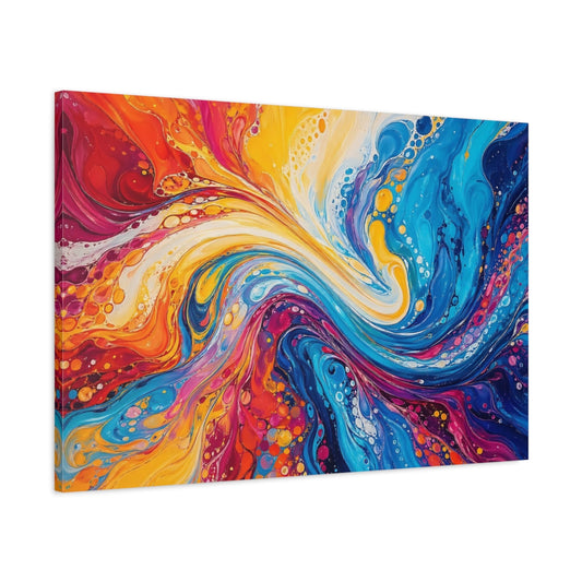 Main Mockup. Abstract Fluid Swirl Vibrant Fluid Art shown as stretched canvas wall art