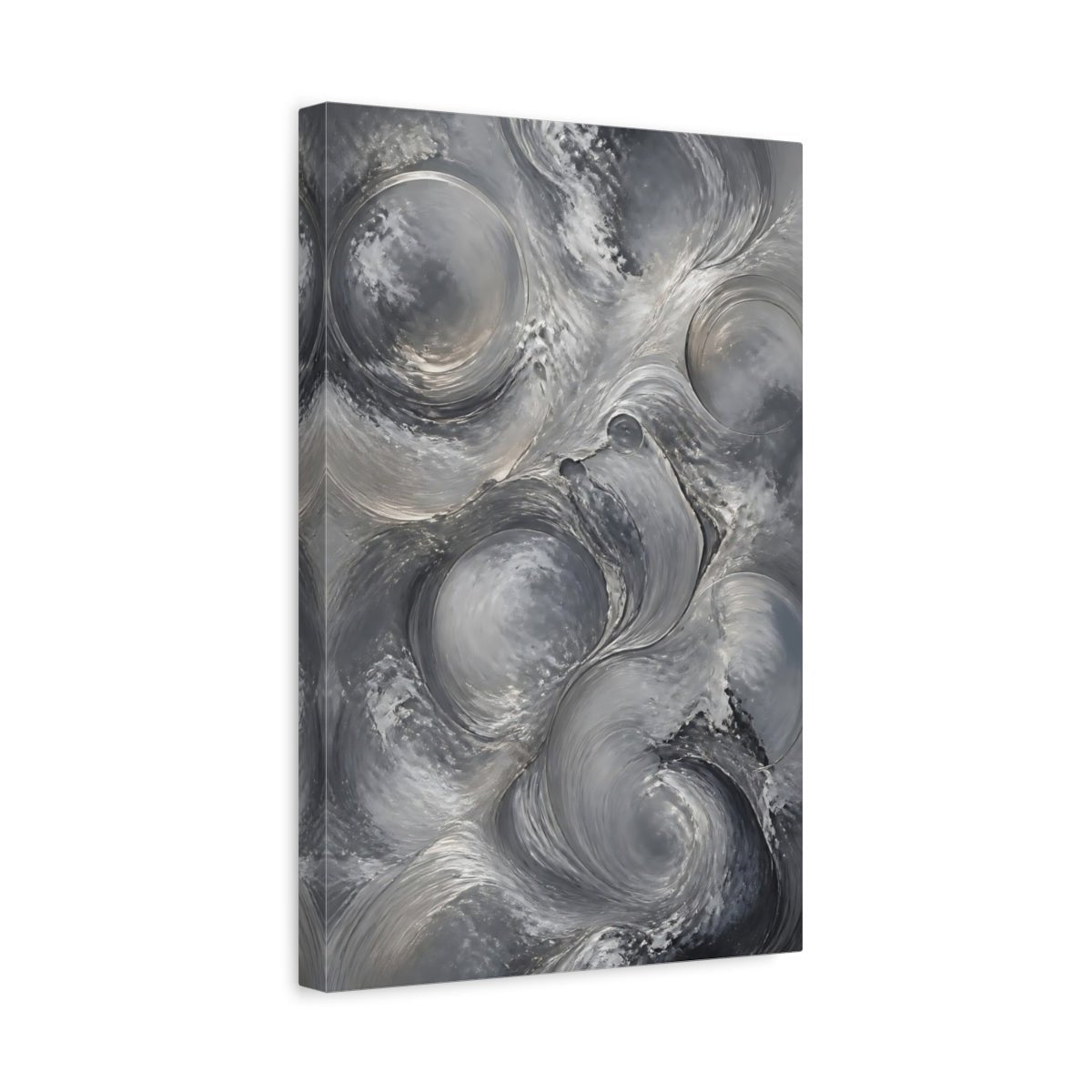 Abstract Fluid Swirls Gray Canvas Print – Living Room, Large Wall - YesArtYes