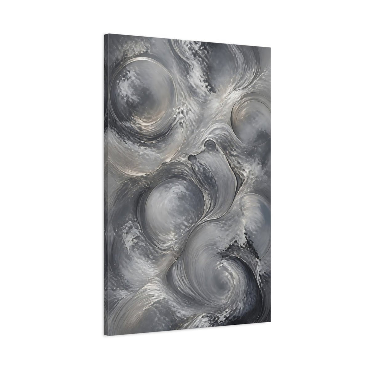 Abstract Fluid Swirls Gray Canvas Print – Living Room, Large Wall - YesArtYes