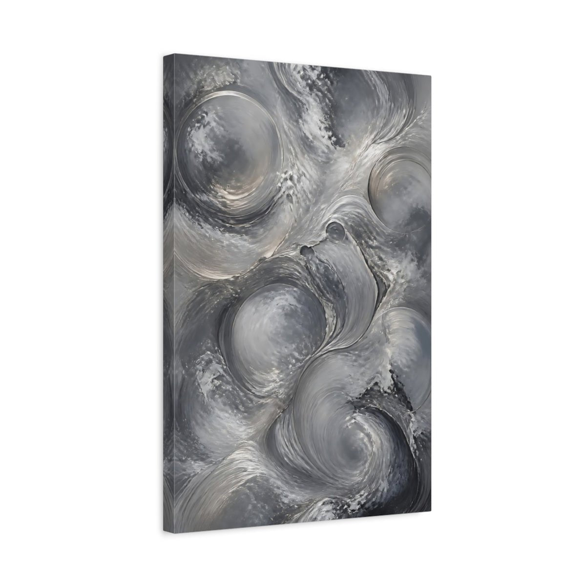 Abstract Fluid Swirls Gray Canvas Print – Living Room, Large Wall - YesArtYes