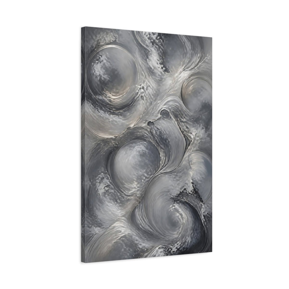 Abstract Fluid Swirls Gray Canvas Print – Living Room, Large Wall - YesArtYes
