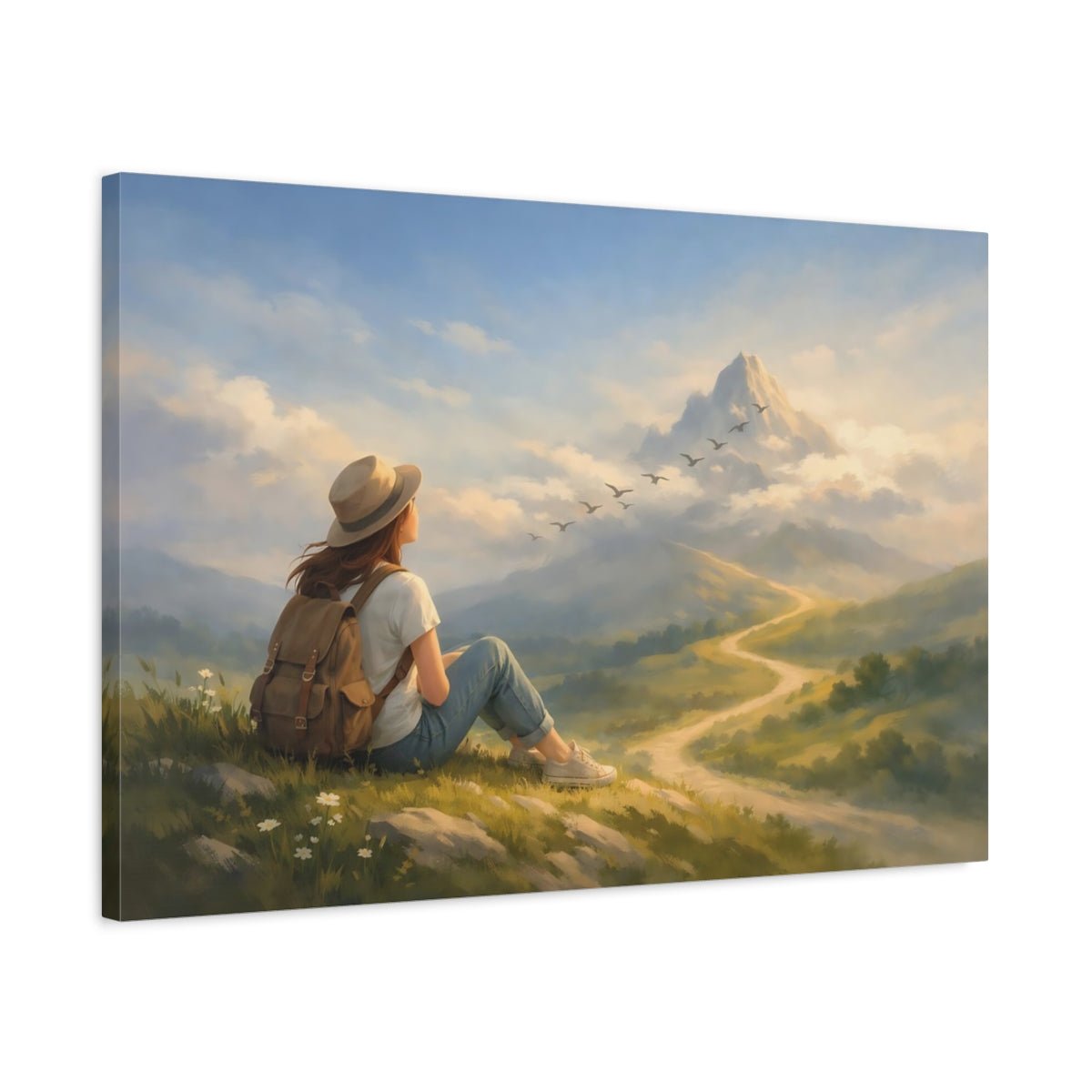 Abstract Follow Your Dreams Mountain View Nature - Canvas Wall Art Print - YesArtYes