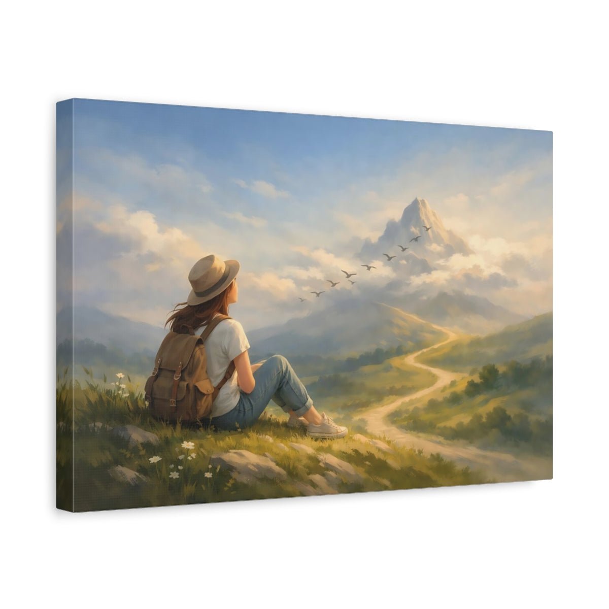 Abstract Follow Your Dreams Mountain View Nature - Canvas Wall Art Print - YesArtYes
