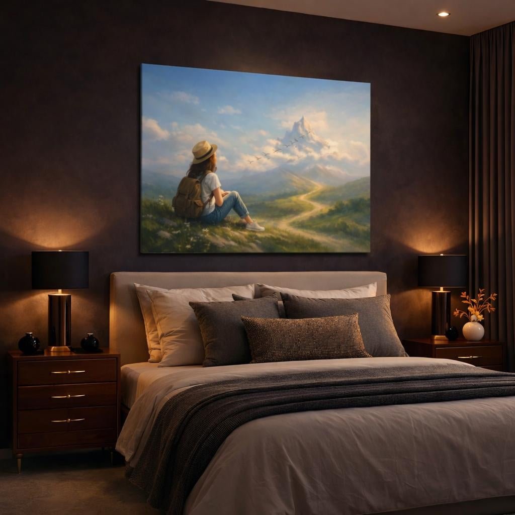 Abstract Follow Your Dreams Mountain View Nature - Canvas Wall Art Print - YesArtYes