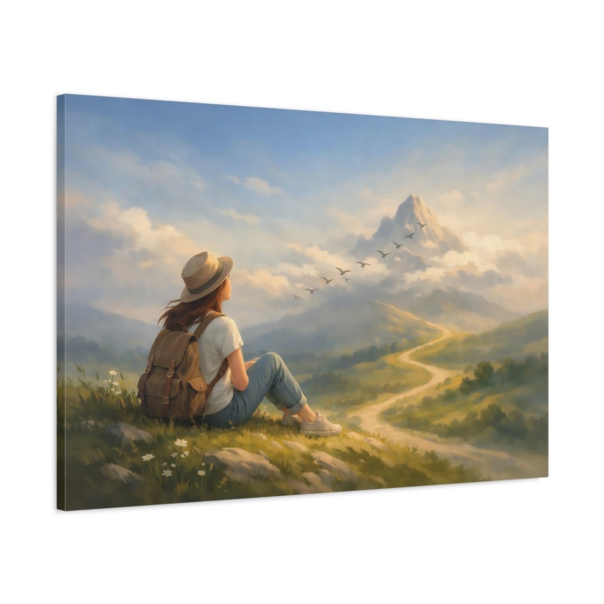 Abstract Follow Your Dreams Mountain View Nature - Canvas Wall Art Print - YesArtYes