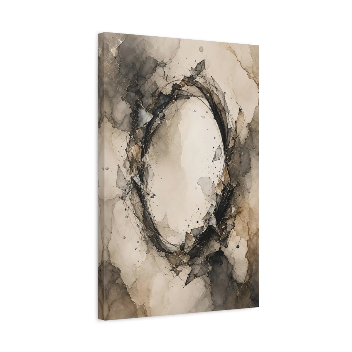 Abstract Form Black Gold Gray Canvas Print – Living Room, Above Sofa - YesArtYes