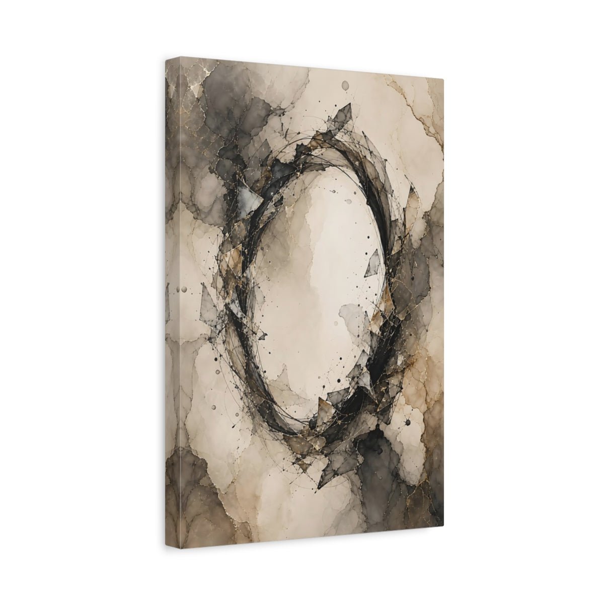 Abstract Form Black Gold Gray Canvas Print – Living Room, Above Sofa - YesArtYes