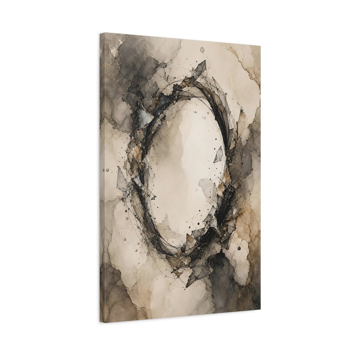 Abstract Form Black Gold Gray Canvas Print – Living Room, Above Sofa - YesArtYes