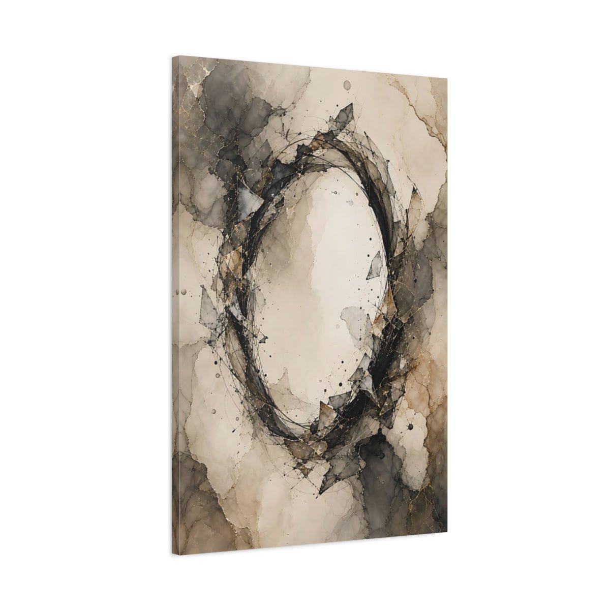Abstract Form Black Gold Gray Canvas Print – Living Room, Above Sofa - YesArtYes