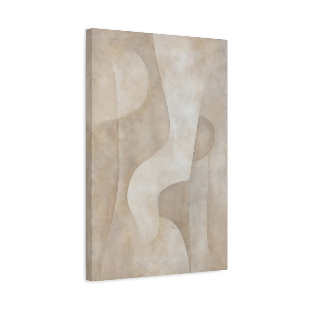 Side Mockup 3. Abstract Abstract Forms Beige Abstract shown as stretched canvas wall art