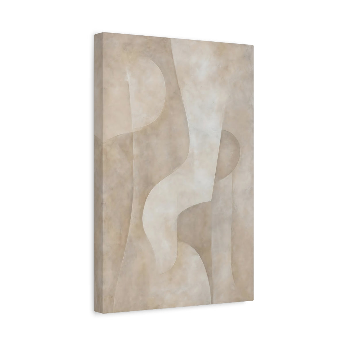 Side Mockup 4. Abstract Abstract Forms Beige Abstract shown as stretched canvas wall art