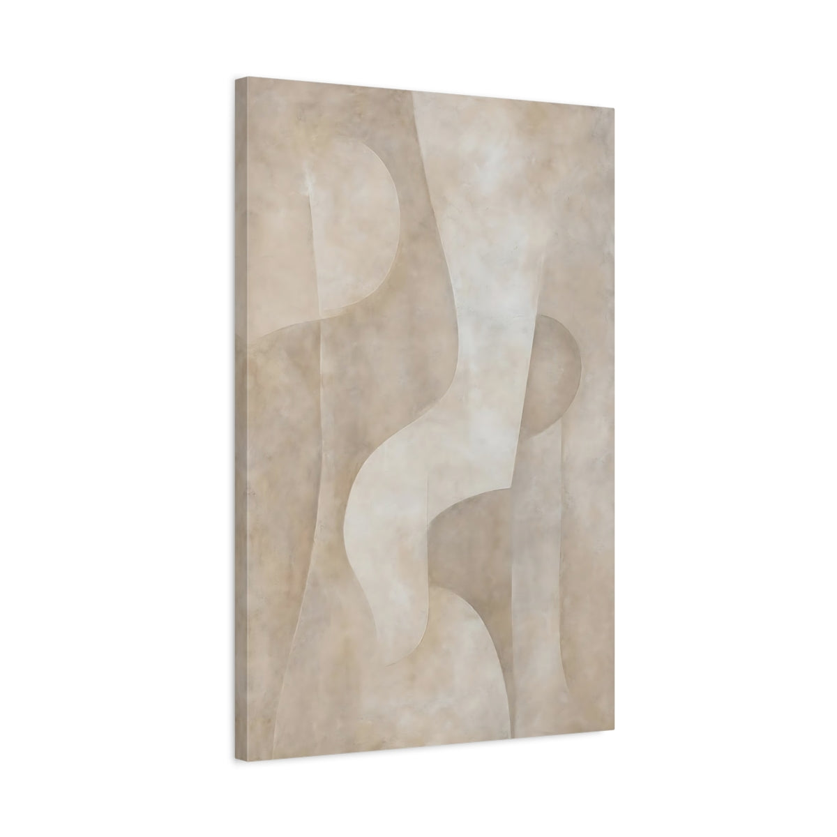 Side Mockup 2. Abstract Abstract Forms Beige Abstract shown as stretched canvas wall art