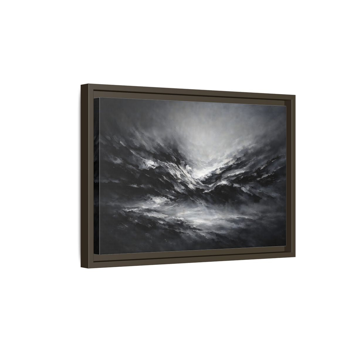 Side Mockup 5. Abstract Abstract Forms Black And White shown as stretched canvas wall art