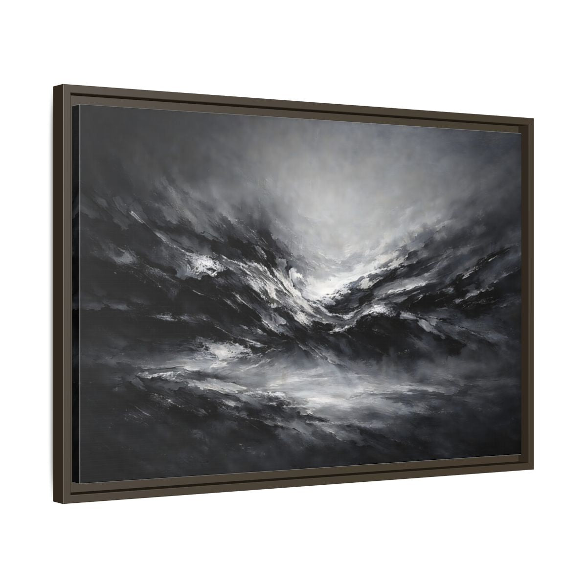 Side Mockup 11. Abstract Abstract Forms Black And White shown as stretched canvas wall art