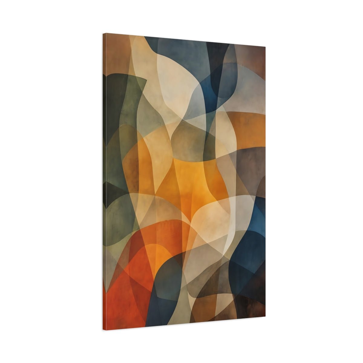 Abstract Forms Brown Orange Blue Canvas Print – Living Room, Above Couch, Multi - color - YesArtYes