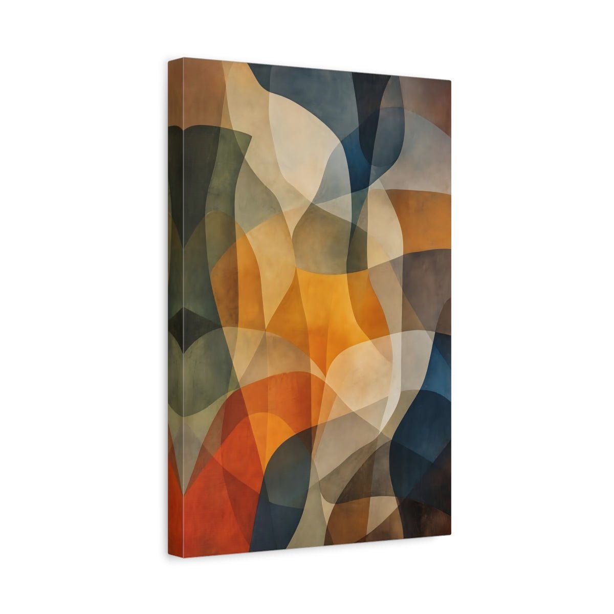 Abstract Forms Brown Orange Blue Canvas Print – Living Room, Above Couch, Multi - color - YesArtYes