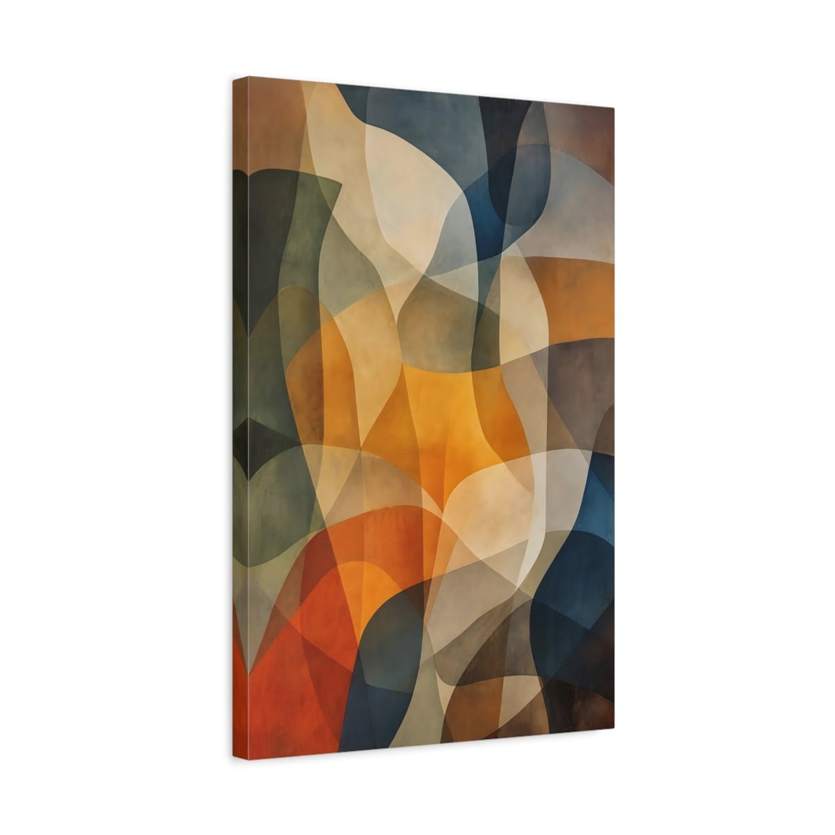 Abstract Forms Brown Orange Blue Canvas Print – Living Room, Above Couch, Multi - color - YesArtYes