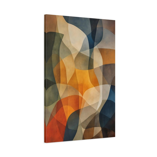 Abstract Forms Brown Orange Blue Canvas Print – Living Room, Above Couch, Multi - color - YesArtYes
