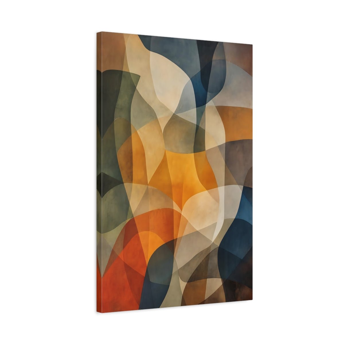 Abstract Forms Brown Orange Blue Canvas Print – Living Room, Above Couch, Multi - color - YesArtYes