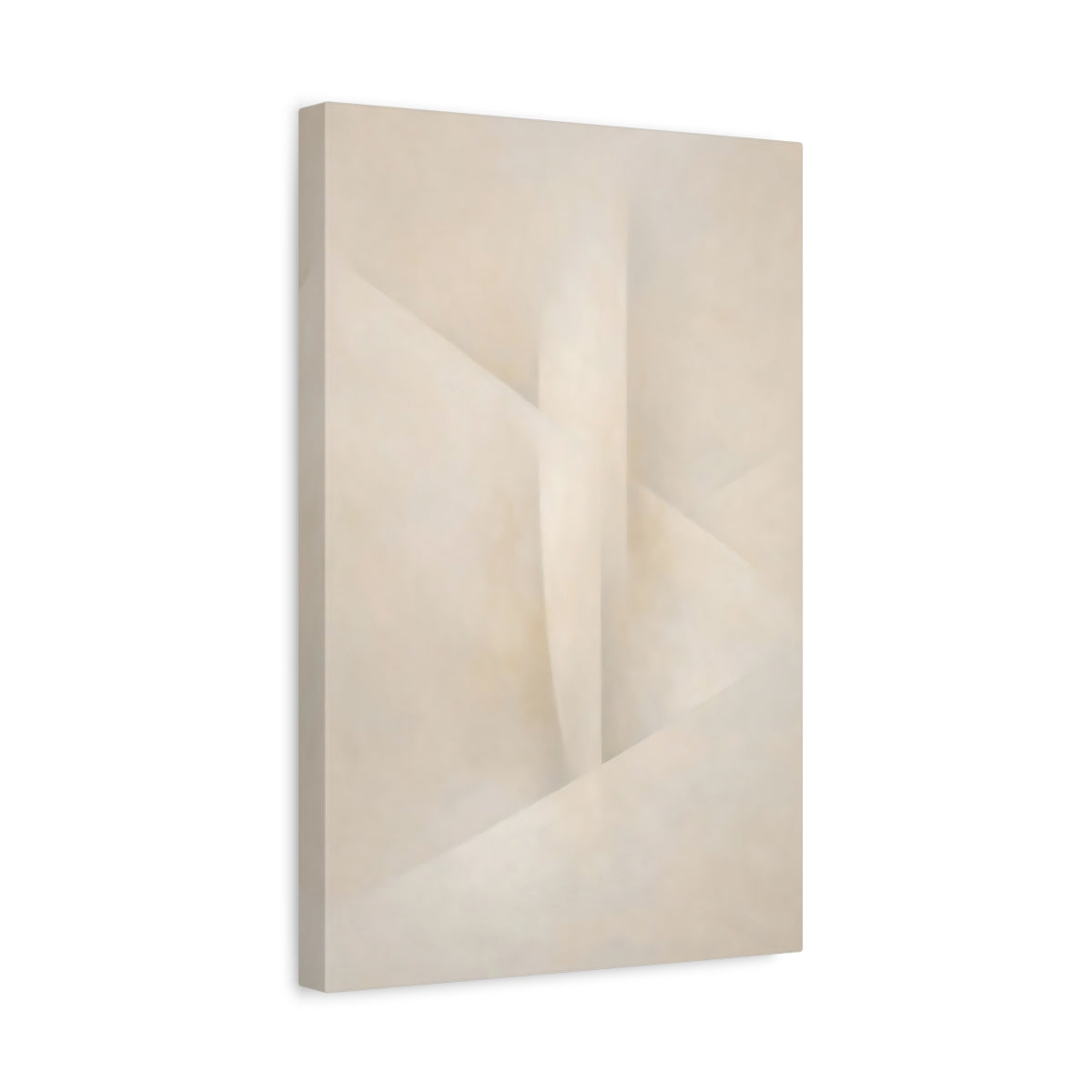 Side Mockup 4. Abstract Abstract Forms Cream And Beige shown as stretched canvas wall art