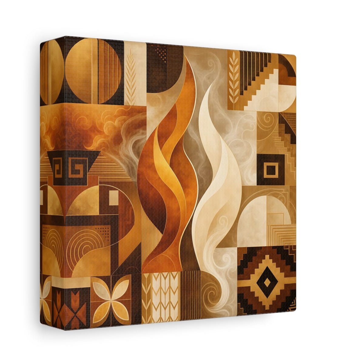 Abstract Forms Gold Brown Canvas Print – Living Room, Above Couch, and - YesArtYes