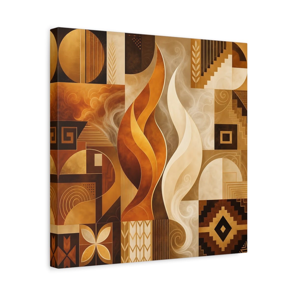Abstract Forms Gold Brown Canvas Print – Living Room, Above Couch, and - YesArtYes