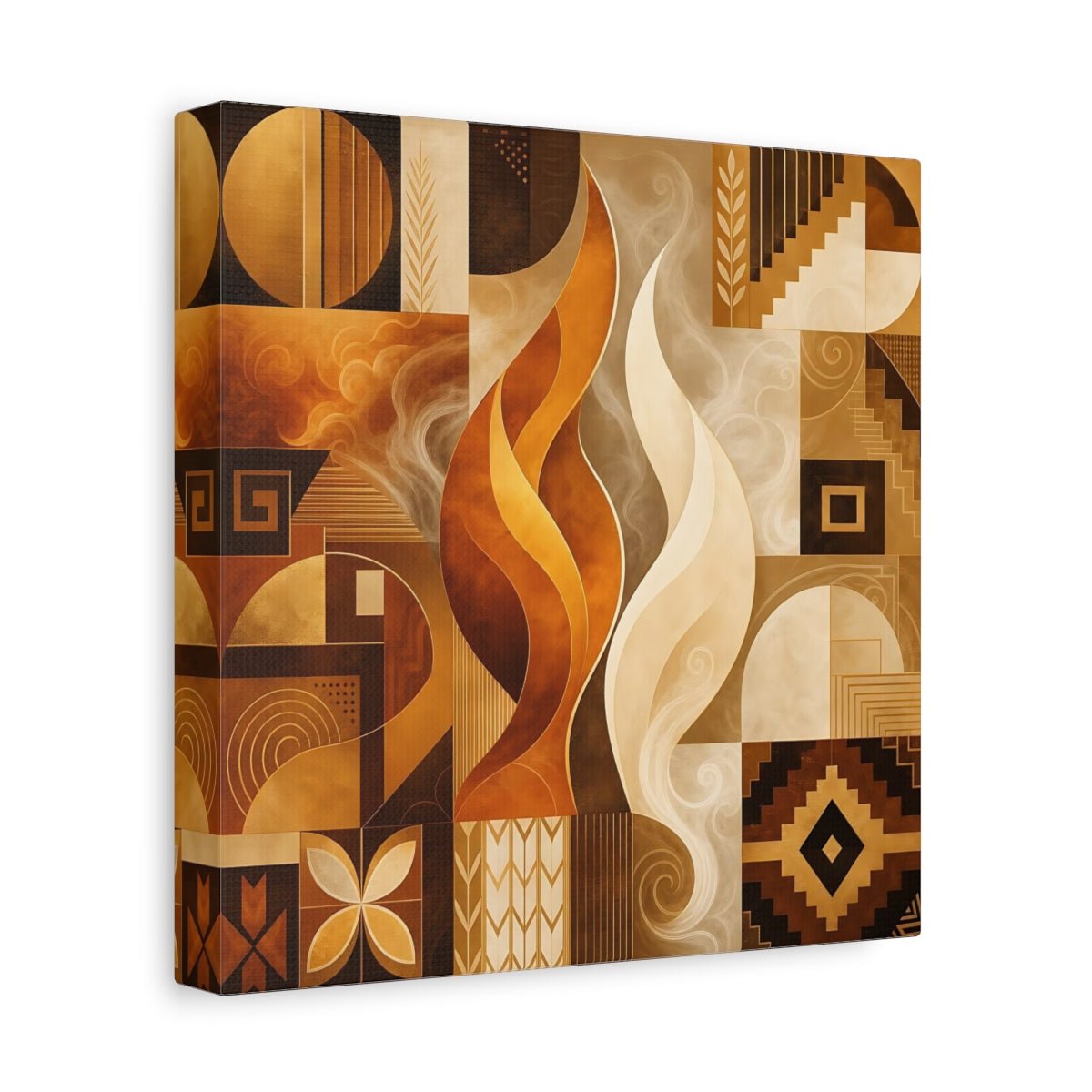 Abstract Forms Gold Brown Canvas Print – Living Room, Above Couch, and - YesArtYes